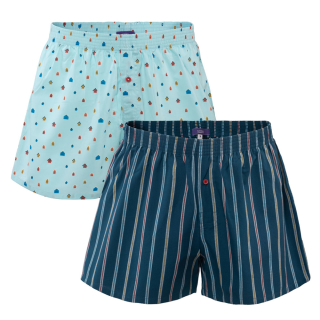 SALE! Basic - Boxershorts 2er-Pack (hellblau/gestreift)  (Auslaufmodell)